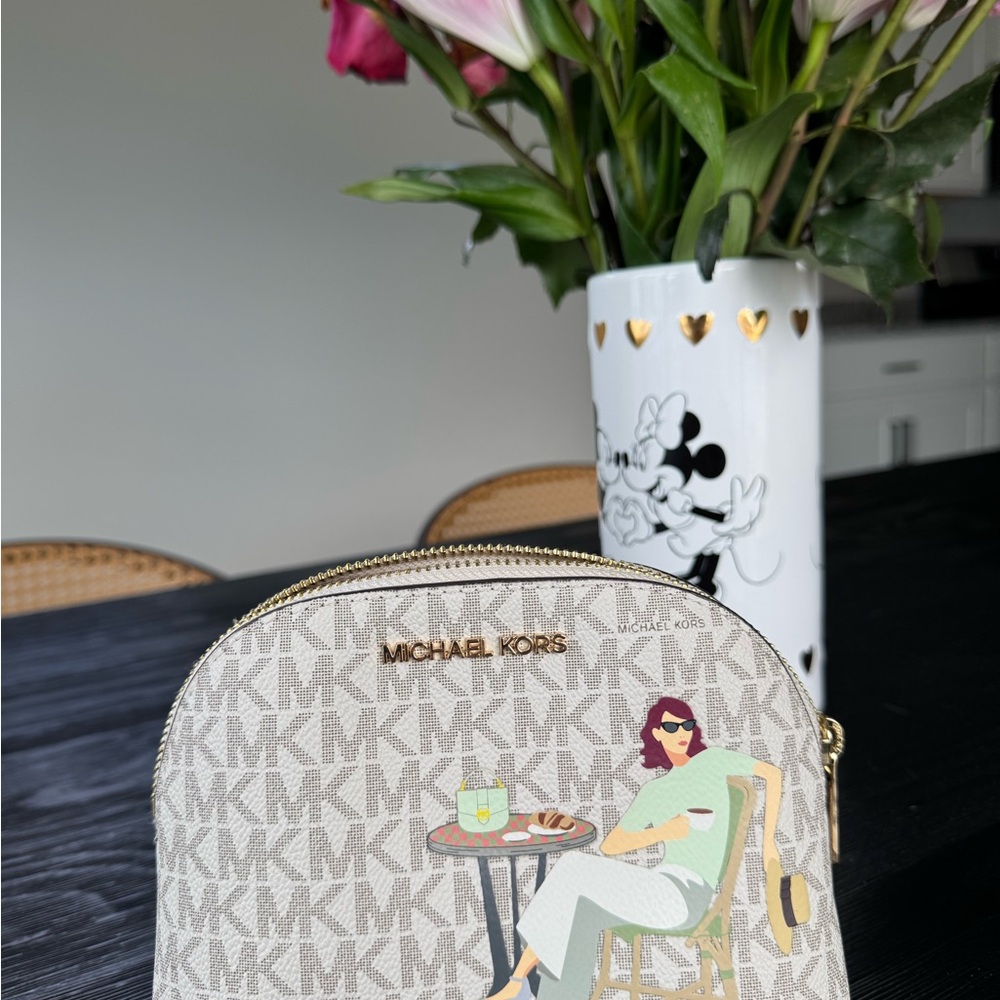 Michael Kors Beige Monogram Pouch with Illustration